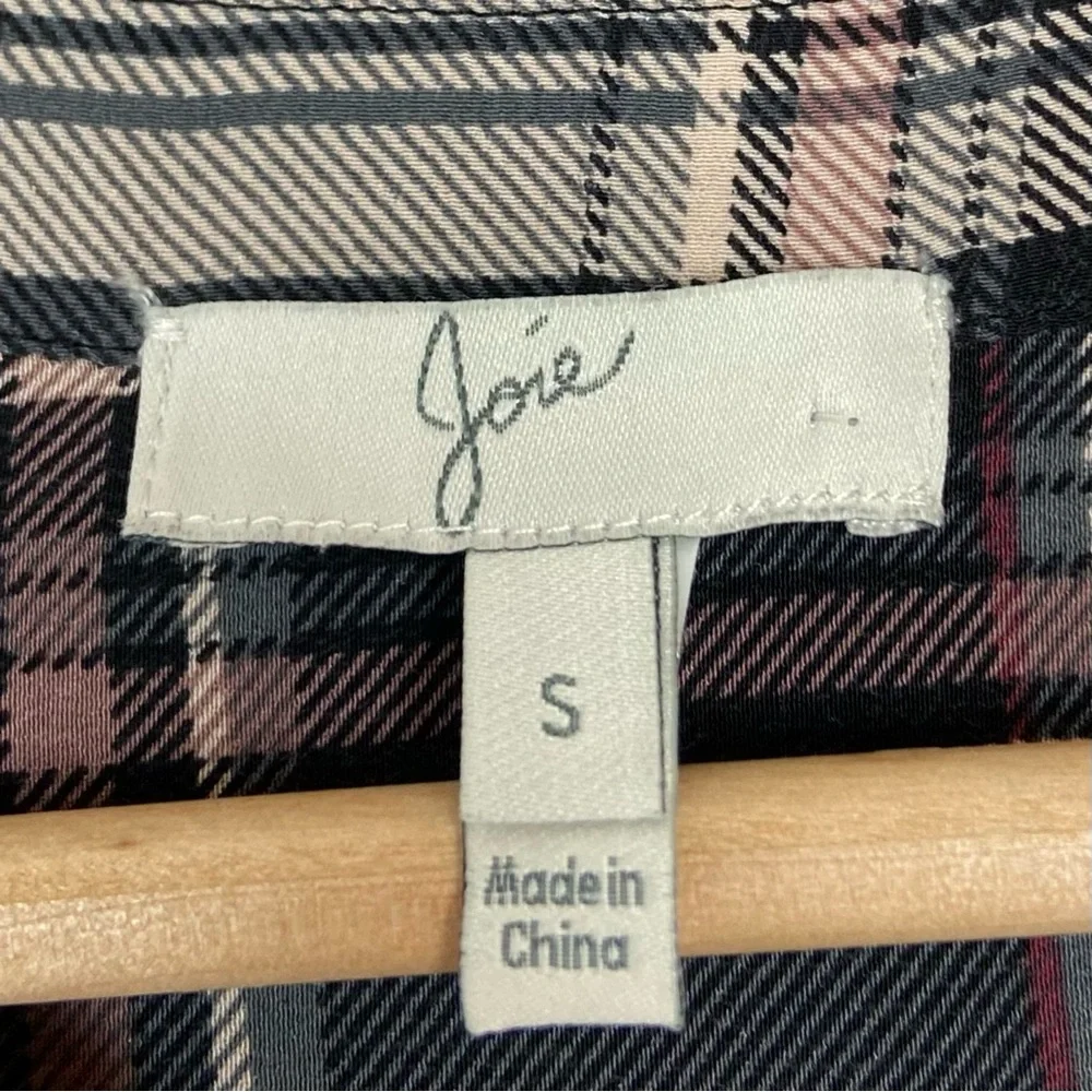 Joie Multicolor Plaid V-Neck Blouse